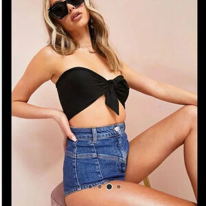 FRONT TIE BANDEAU TOP IN BLACK VERSATILE TOP 6.5”x28.5”